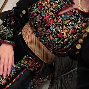 Palestine Embroidered Black Velvet thobe